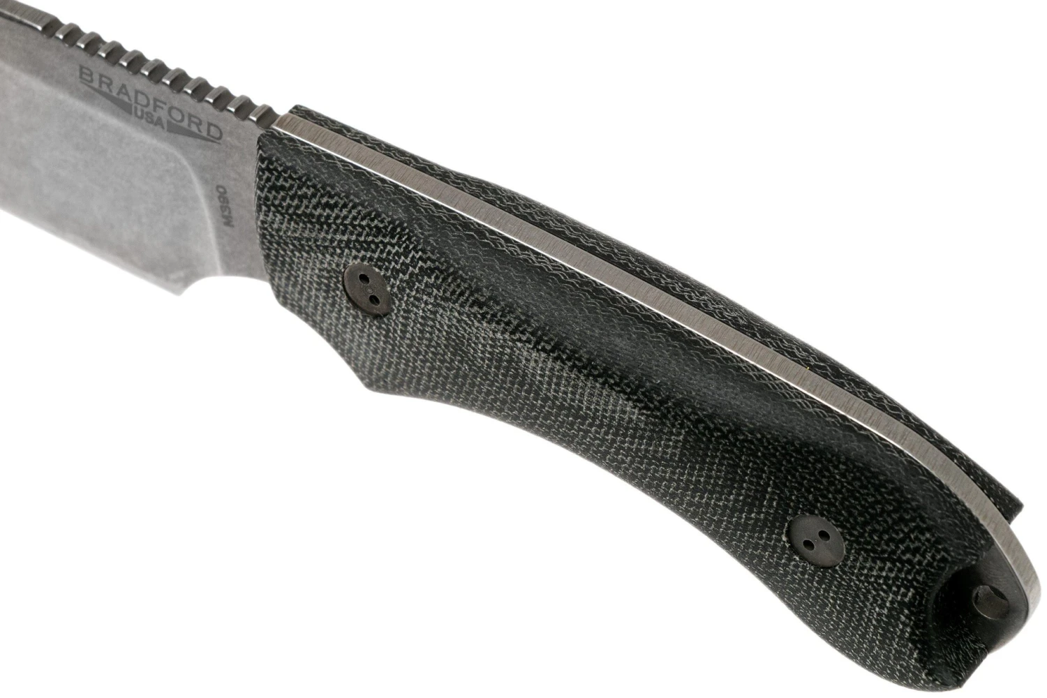 Bradford Guardian 4FE, 3D Black Micarta Guardian 4 M390, Sabre Stonewashed False Edge 4FE-101 5 Bradford Guardian 4FE, 3D Black Micarta Guardian 4 M390, Sabre Stonewashed False Edge 4FE-101 – Image 5