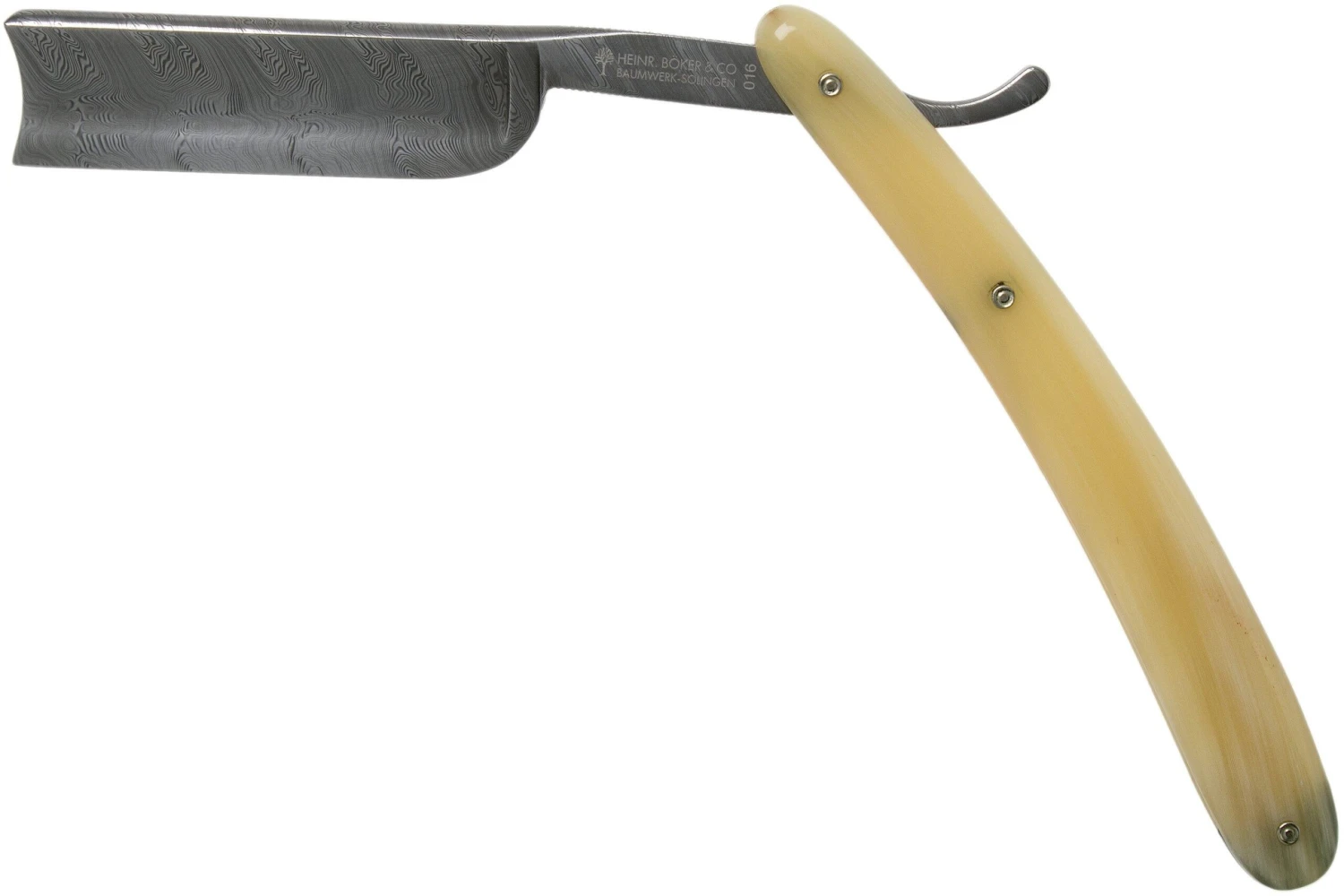 Böker Manufaktur Damascus Horn Rasoir Coupe-choux 140623DAM 1 Böker Manufaktur Damascus Horn Rasoir Coupe-choux 140623DAM