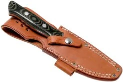 Bark River Bravo 1 A2, Black & Green Linnen Micarta, Brown Sheath -Marché Couteaux Magasin BRK07 111BGLM 07 bark river brk07 111bglm 07