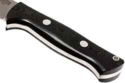 Bark River Bravo 1 A2 FHG Rampless, Black Linen Micarta, Brown Sheath -Marché Couteaux Magasin BRK07 111BRKL RS 04 bark river brk07 111brkl rs 04