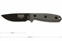 ESEE Model 3 Black Blade, Grey Handle 3P-KO Couteau De Survie Sans étui