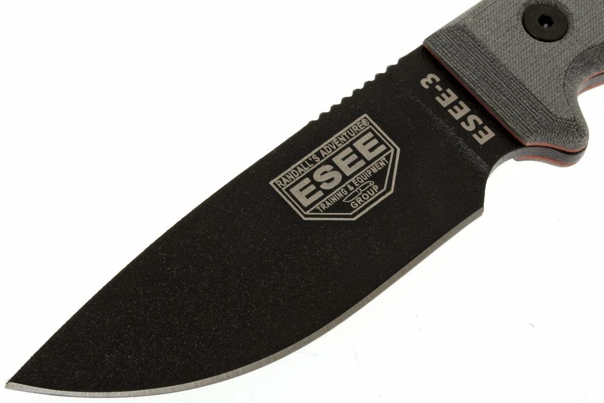ESEE Model 3 Black Blade, Grey Handle 3P-KO Couteau De Survie Sans étui 2 ESEE Model 3 Black Blade, Grey Handle 3P-KO Couteau De Survie Sans étui – Image 2