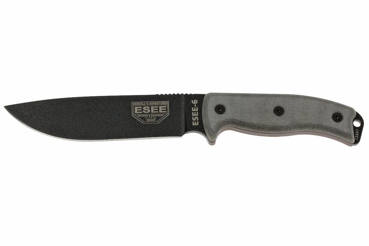 ESEE Model 6 Black Blade, Grey Handle 6P-KO Couteau De Survie Sans étui 1 ESEE Model 6 Black Blade, Grey Handle 6P-KO Couteau De Survie Sans étui