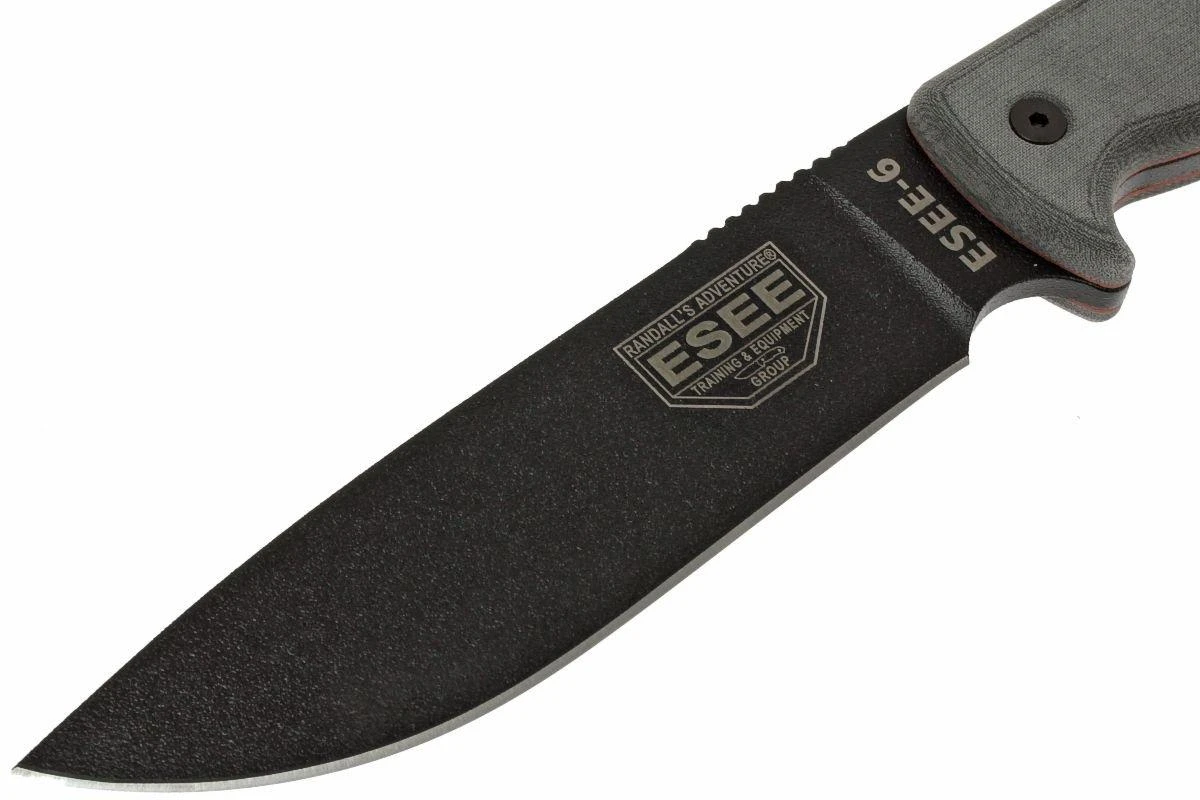 ESEE Model 6 Black Blade, Grey Handle 6P-KO Couteau De Survie Sans étui 2 ESEE Model 6 Black Blade, Grey Handle 6P-KO Couteau De Survie Sans étui – Image 2