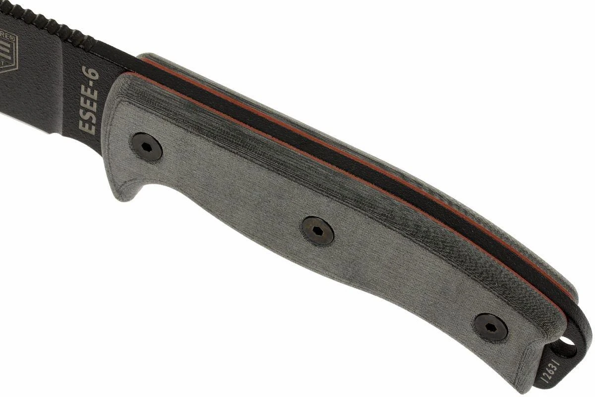 ESEE Model 6 Black Blade, Grey Handle 6P-KO Couteau De Survie Sans étui 4 ESEE Model 6 Black Blade, Grey Handle 6P-KO Couteau De Survie Sans étui – Image 4