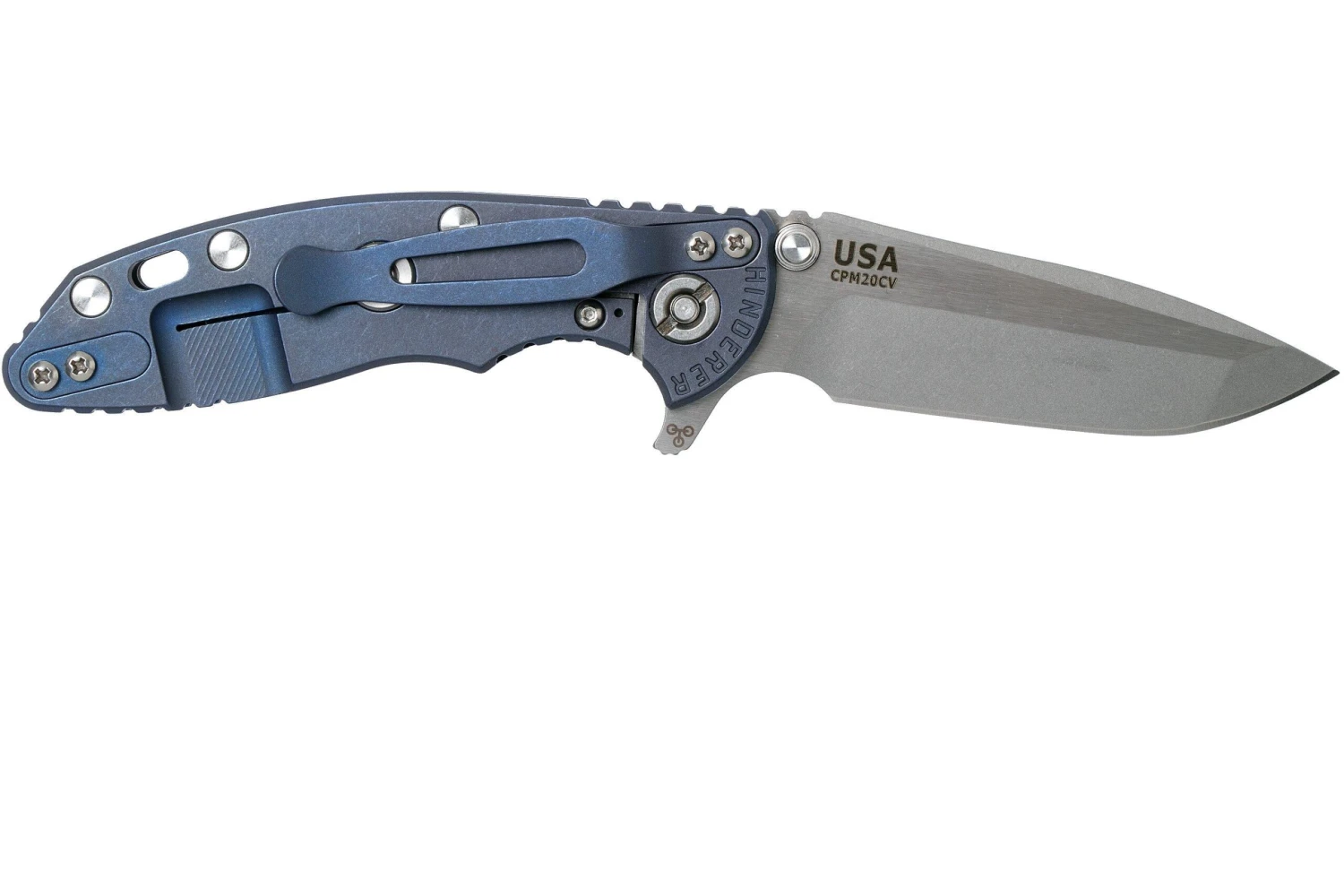 Rick Hinderer XM-18 3” Spanto Gen 4 CPM 20CV Black G10, Battle Blue, Couteau De Poche 2 Rick Hinderer XM-18 3” Spanto Gen 4 CPM 20CV Black G10, Battle Blue, Couteau De Poche – Image 2