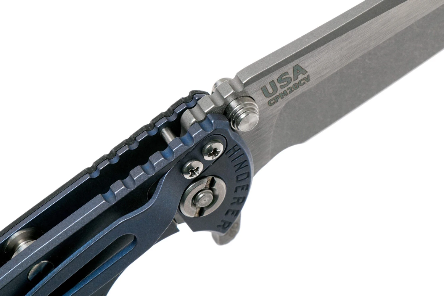 Rick Hinderer XM-18 3” Spanto Gen 4 CPM 20CV Black G10, Battle Blue, Couteau De Poche 6 Rick Hinderer XM-18 3” Spanto Gen 4 CPM 20CV Black G10, Battle Blue, Couteau De Poche – Image 6