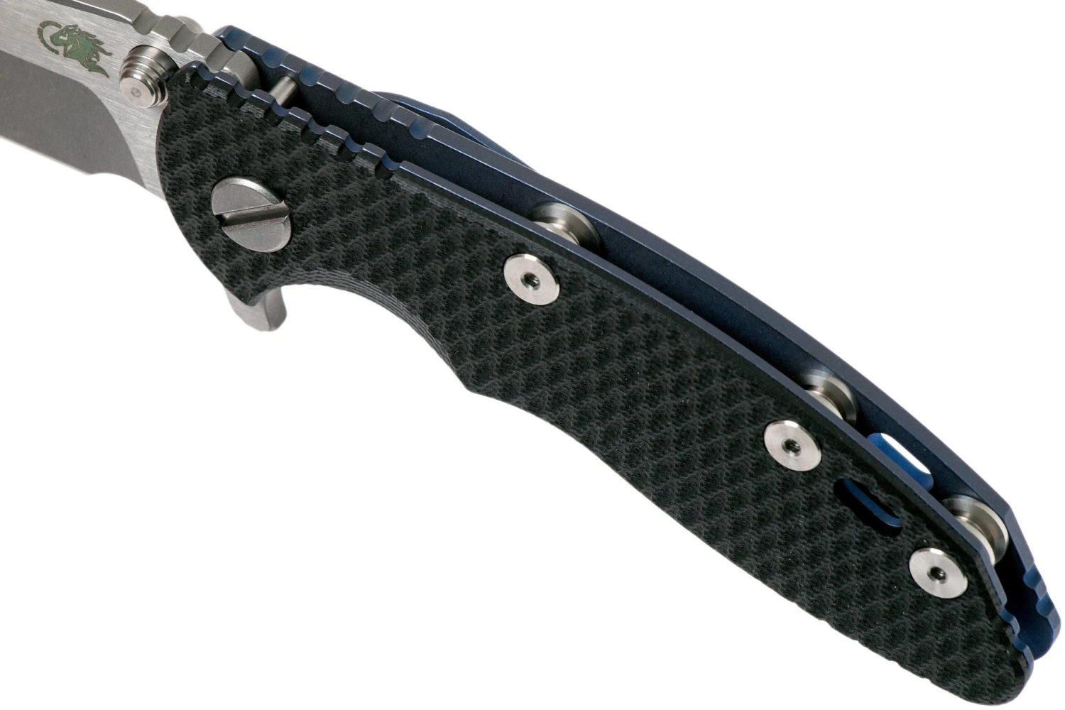 Rick Hinderer XM-18 3” Spanto Gen 4 CPM 20CV Black G10, Battle Blue, Couteau De Poche 7 Rick Hinderer XM-18 3” Spanto Gen 4 CPM 20CV Black G10, Battle Blue, Couteau De Poche – Image 7