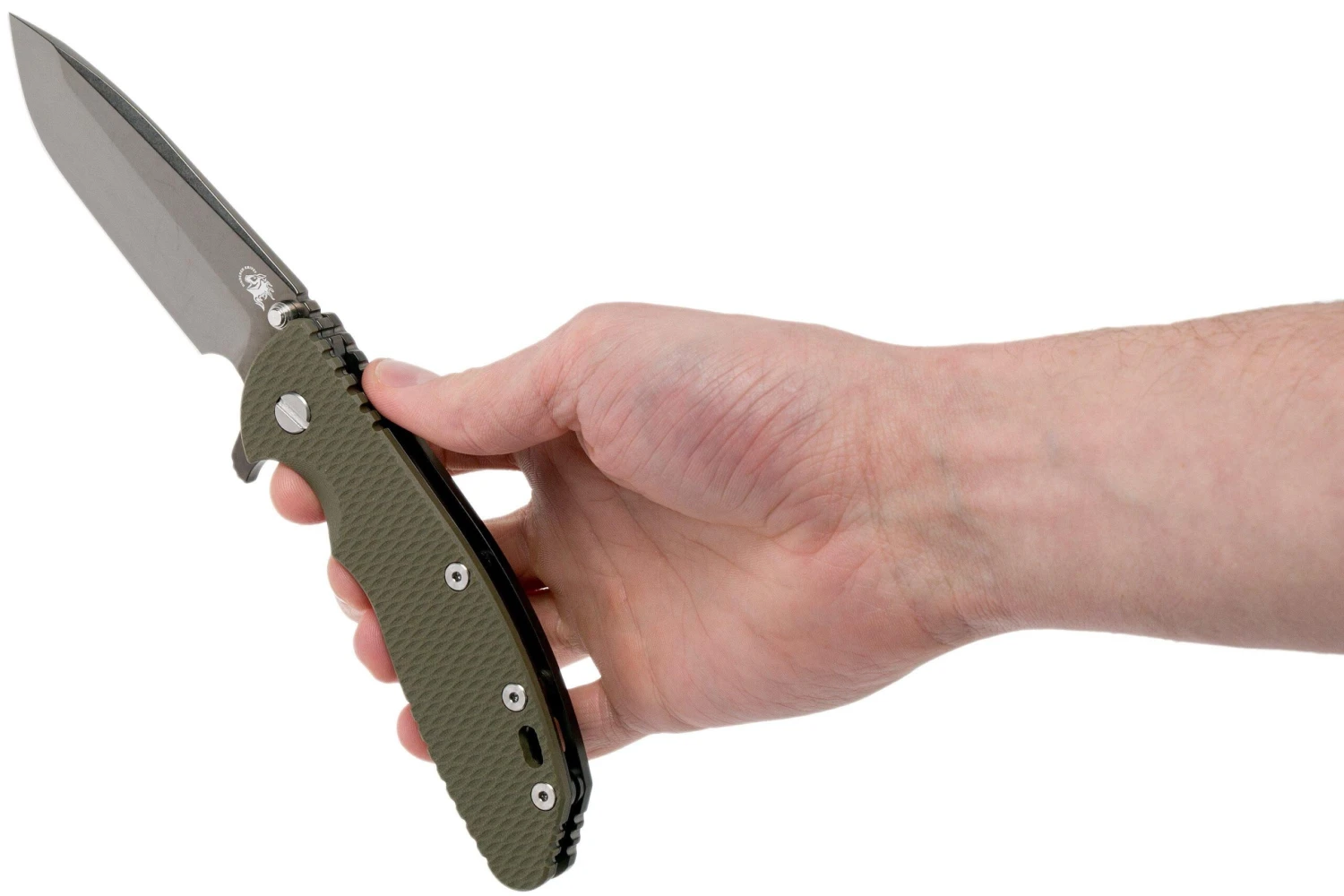 Rick Hinderer XM-24 4" Gen6 Spanto Black 20CV, OD Green G10, Couteau De Poche 8 Rick Hinderer XM-24 4" Gen6 Spanto Black 20CV, OD Green G10, Couteau De Poche – Image 8