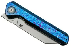 Kansept Bulldozer K1028A3 Stonewashed CPM-20CV, Blue Timascus Couteau De Poche, Kim Ning Design -Marché Couteaux Magasin KSK1028A3 04 kansept
