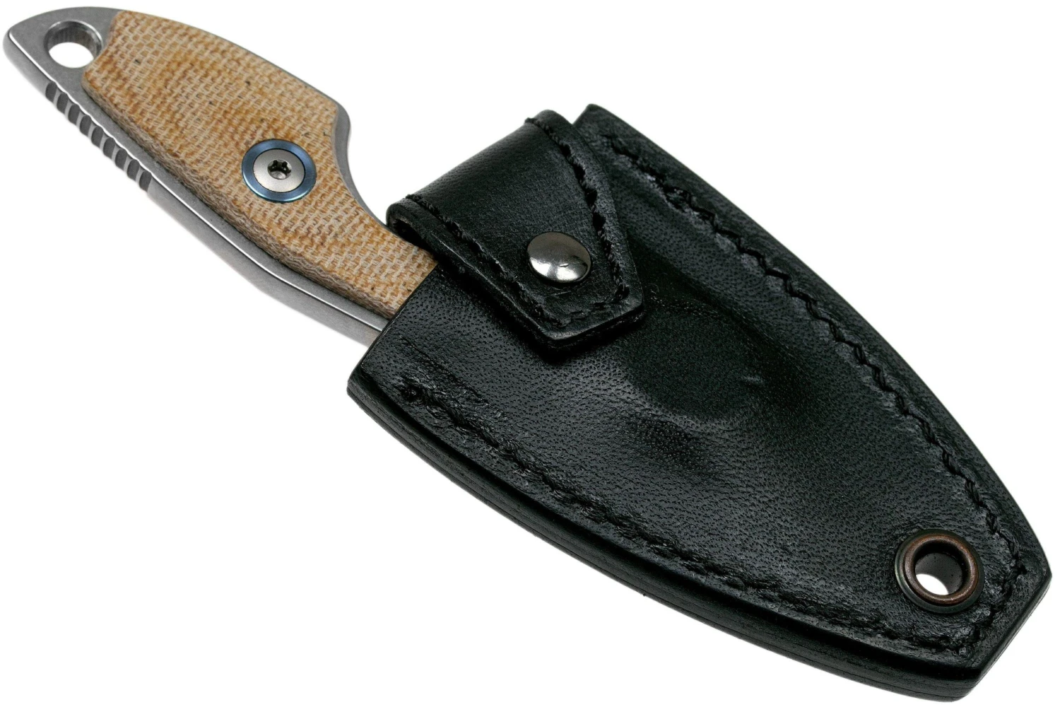 MKM Mikro 2 Wharncliffe, Stonewashed Natural Canvas Micarta Couteau De Cou, Jesper Voxnaes Design 6 MKM Mikro 2 Wharncliffe, Stonewashed Natural Canvas Micarta Couteau De Cou, Jesper Voxnaes Design – Image 6