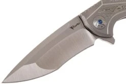 Reate K4 Grey, Damascus Inlay, M390 Satin Finish Couteau De Poche -Marché Couteaux Magasin RTK4 DAM SF 03 reate rtk4 dam sf 03