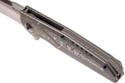 Reate K4 Grey, Damascus Inlay, M390 Satin Finish Couteau De Poche -Marché Couteaux Magasin RTK4 DAM SF 08 reate rtk4 dam sf 08