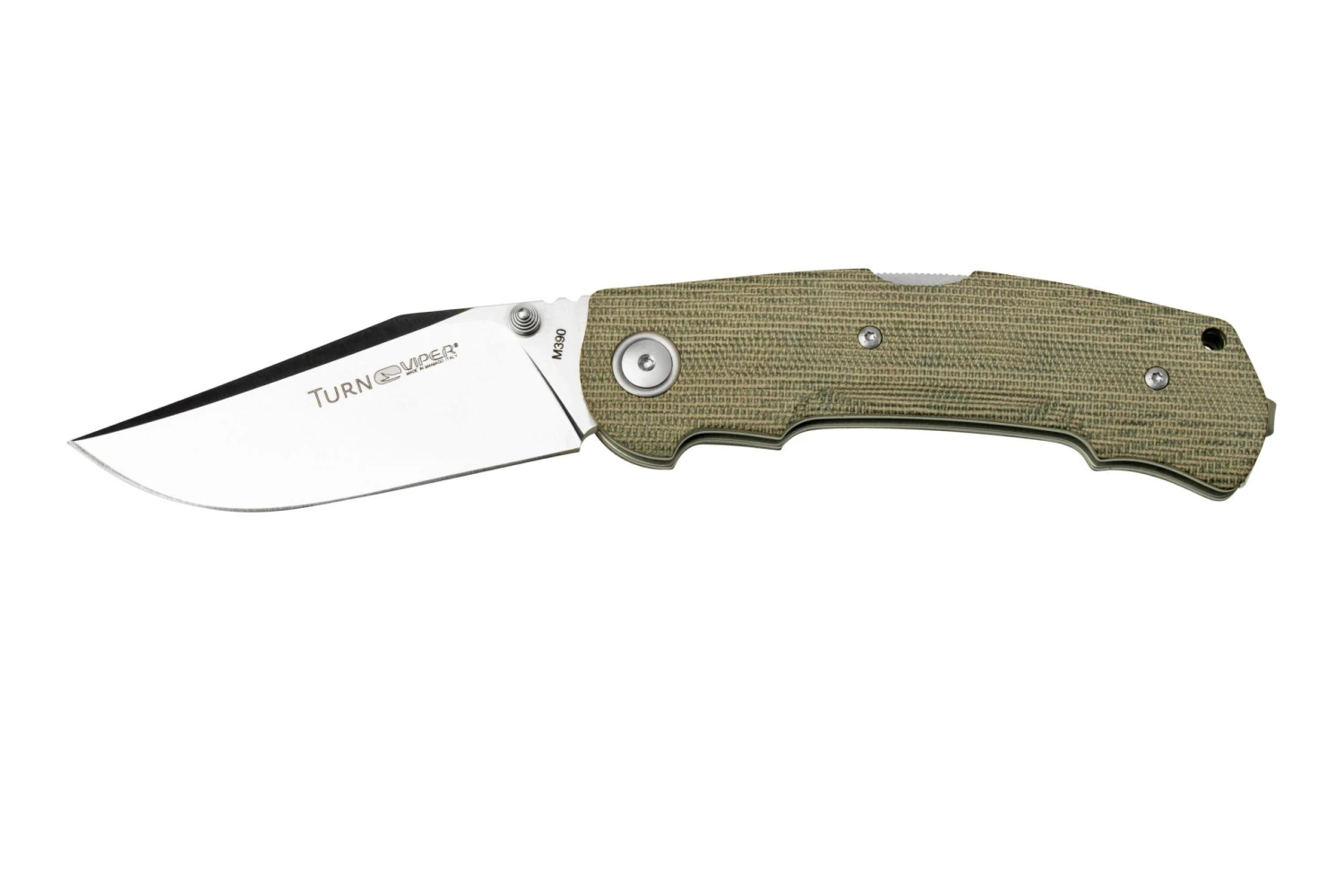 Viper Turn V5988CG Green Canvas Micarta Couteau De Poche, Fabrizio Silvestrelli Design 1 Viper Turn V5988CG Green Canvas Micarta Couteau De Poche, Fabrizio Silvestrelli Design