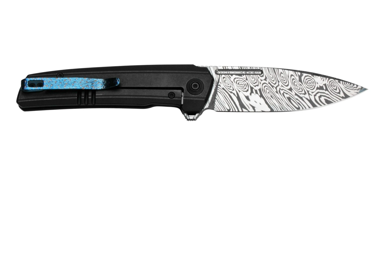 WE Knife Speedster WE21021B-DS1, Black Titanium, Damasteel Couteau De Poche 2 WE Knife Speedster WE21021B-DS1, Black Titanium, Damasteel Couteau De Poche – Image 2