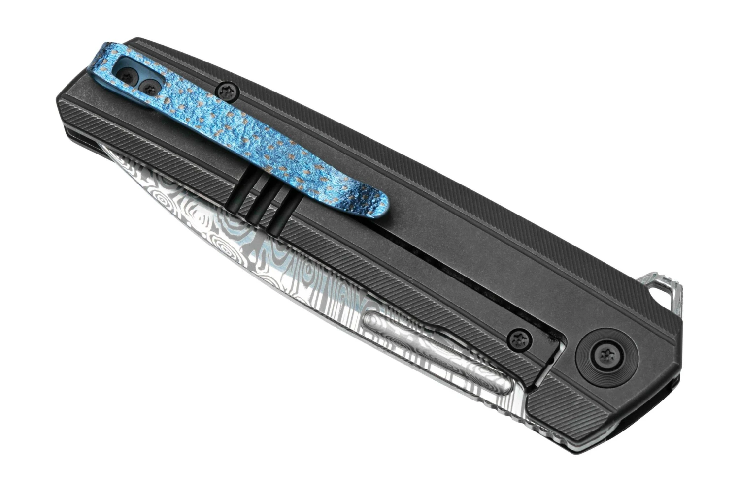 WE Knife Speedster WE21021B-DS1, Black Titanium, Damasteel Couteau De Poche 4 WE Knife Speedster WE21021B-DS1, Black Titanium, Damasteel Couteau De Poche – Image 4