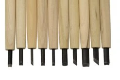 Yoshiharu W-10 Mitomoto Couteaux à Bois Japonais, Set De 10 Avec étui En Tissu -Marché Couteaux Magasin YSH 016 03 yoshiharu